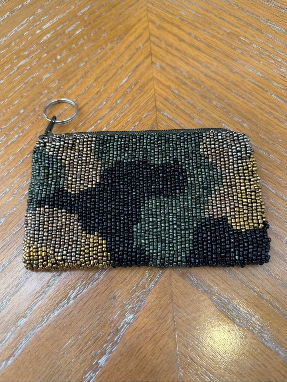 Moyna Beaded Green Camouflage Coin Purse Pouch - Picture 2 of 11